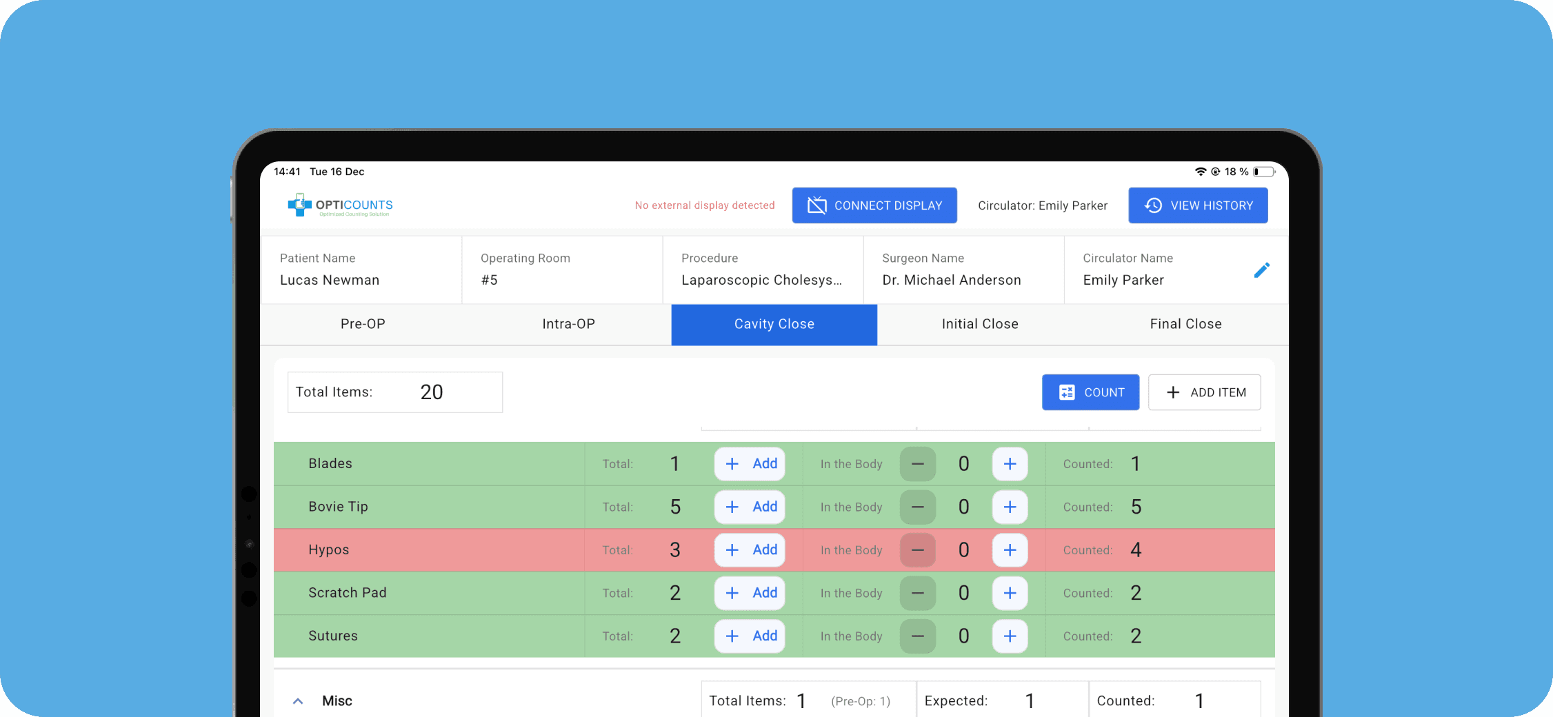 Digital surgical counting platform improves surgical safety in the operating room
