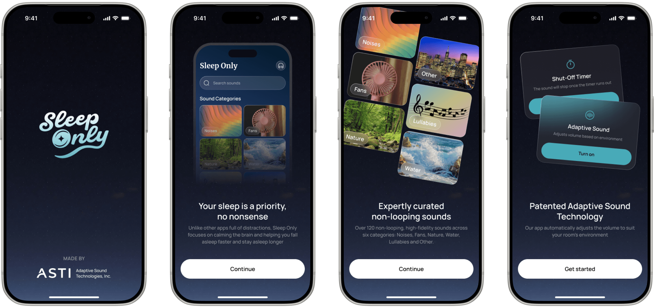 Non-looping sleep sound app with on-device audio generation for improved sleep quality