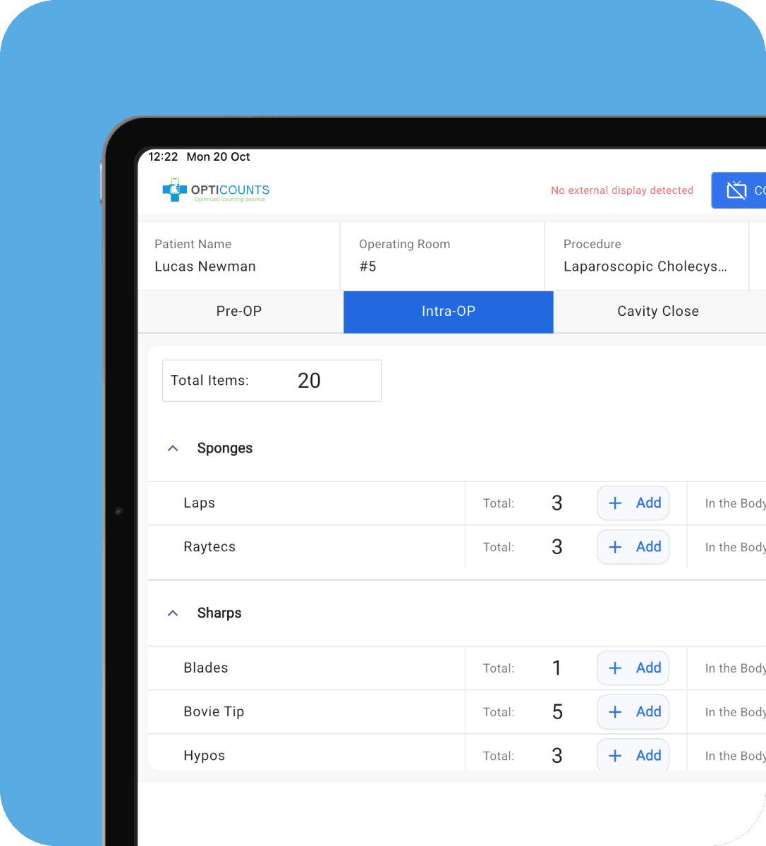 Item categories and counts